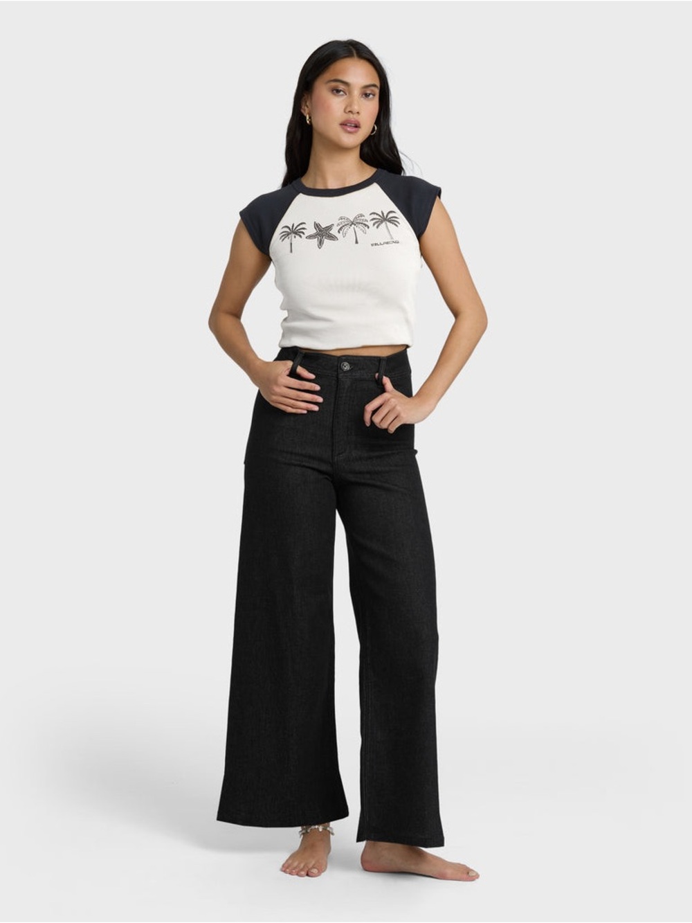Billabong Free Fall Black Wide-Leg High-Rise Pants